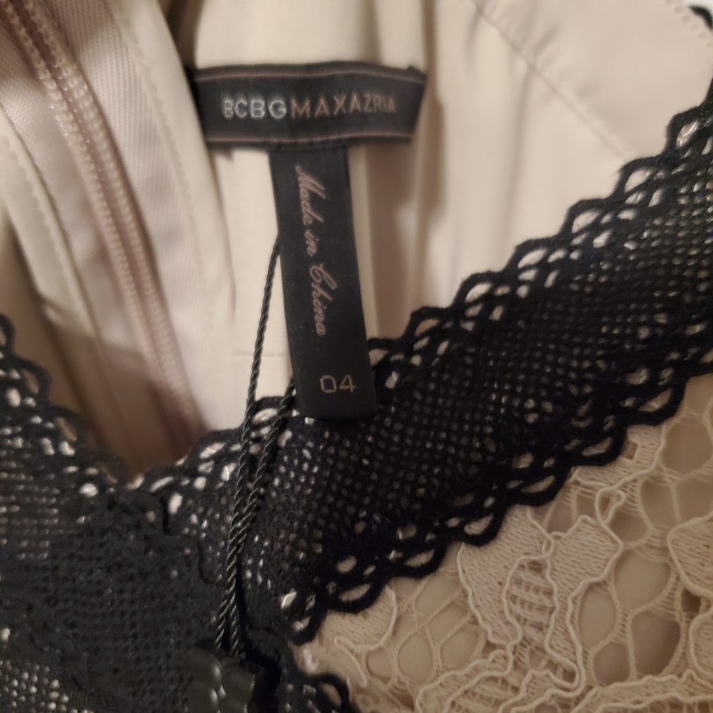 BCBGMAXAZRIA Bare Lace Dress with Black Accents - Picture 5 of 9